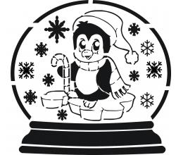 Stencil Schablone  Schneekugel mit Pinguin